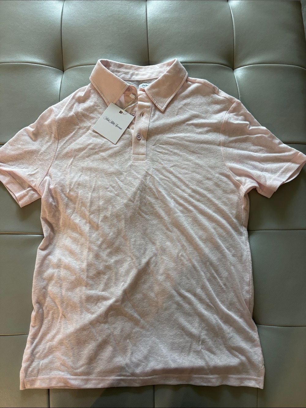 Saks Fifth Avenue Men's Pale Pink Polo Shirt
